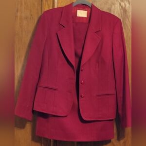 VTG Pendleton Blazer & Skirt Women's Size 10 Red 100% Virgin Wool